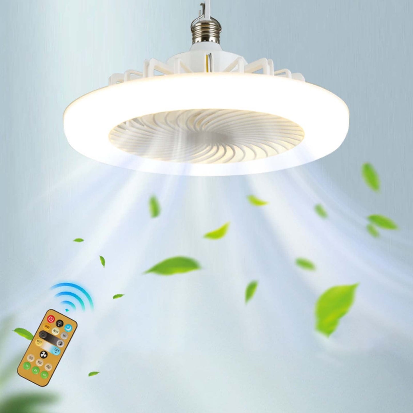 10 Modern Ceiling Fans with Lights and Remote Control,Profile Ceiling Fan LED Dimmable With Light Kit Lamp Lamp Holder 3-speed, Invisible Bladeless Ceiling Fan for Bedroom, Storage Room, Tool Room