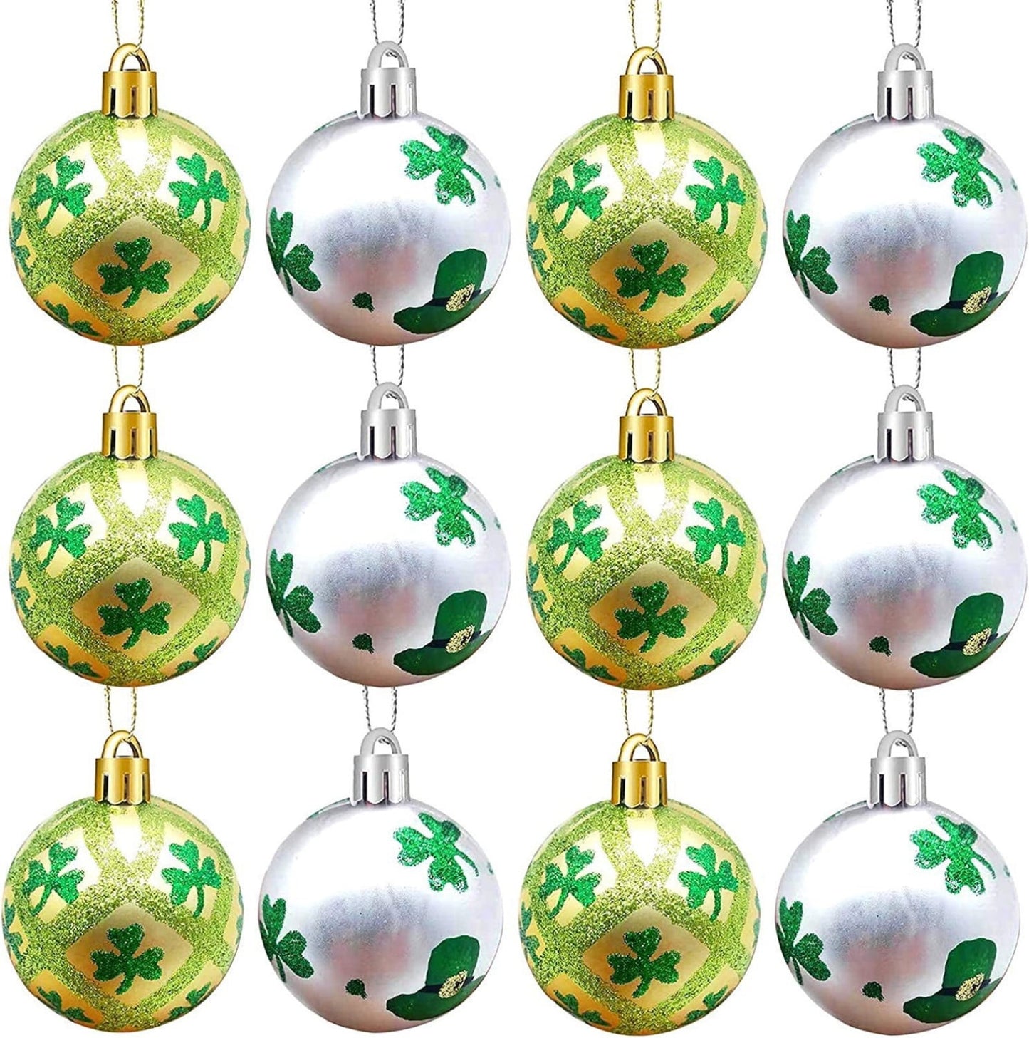 12 Pcs St. Patrick'S Day Ball Ornament St. Patrick'S Day Shamrock Hanging Ornament Good Luck Clover Balls Tree Decor For St. Patrick'S Day Irish Party Supplies St. Patrick'S Day Decorations for Tree,A