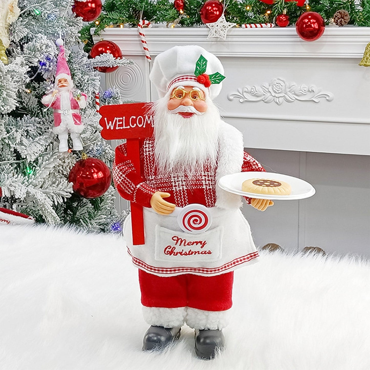 12In Christmas Decorations Santa Claus Doll Standing Figurine Ornament For Holiday Window Or Tree Display,12In Cute Christmas Santa Claus Doll Christmas Child Gift Toy Table Decoration For Home