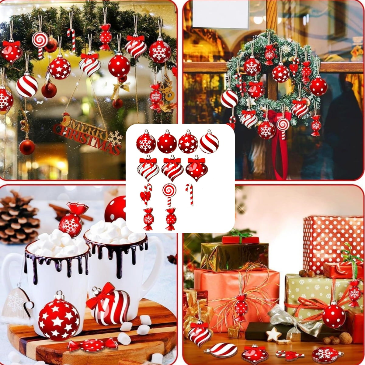 12Pc Christmas Lollipop Ornaments,Candy Cane Christmas Decorations,Candy Christmas Tree Decorations,Mini Candy Cane Hanging Ornaments Pendants,Candy Cane Decorations,Xmas Tree Party Home Decor