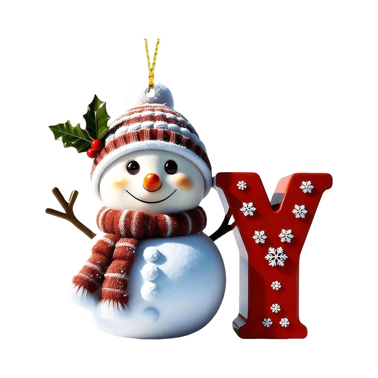 1Pc 26 Letters Snowman Ornaments,Snowman Christmas Ornaments, Christmas Letter Ornaments,Cute Flat Christmas Tree Letter Decoration Personalized Hanging Pendant, Indoor Diy Hanging Xmas Ornament
