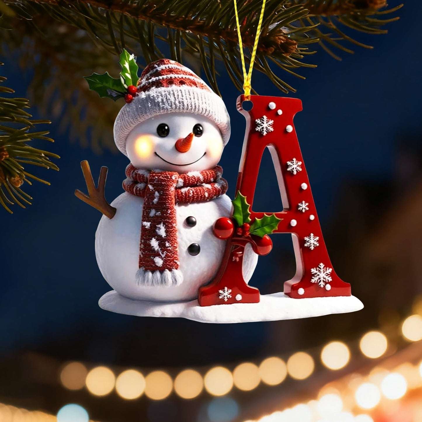 1Pc 26 Letters Snowman Ornaments,Snowman Christmas Ornaments, Christmas Letter Ornaments,Cute Flat Christmas Tree Letter Decoration Personalized Hanging Pendant, Indoor Diy Hanging Xmas Ornament