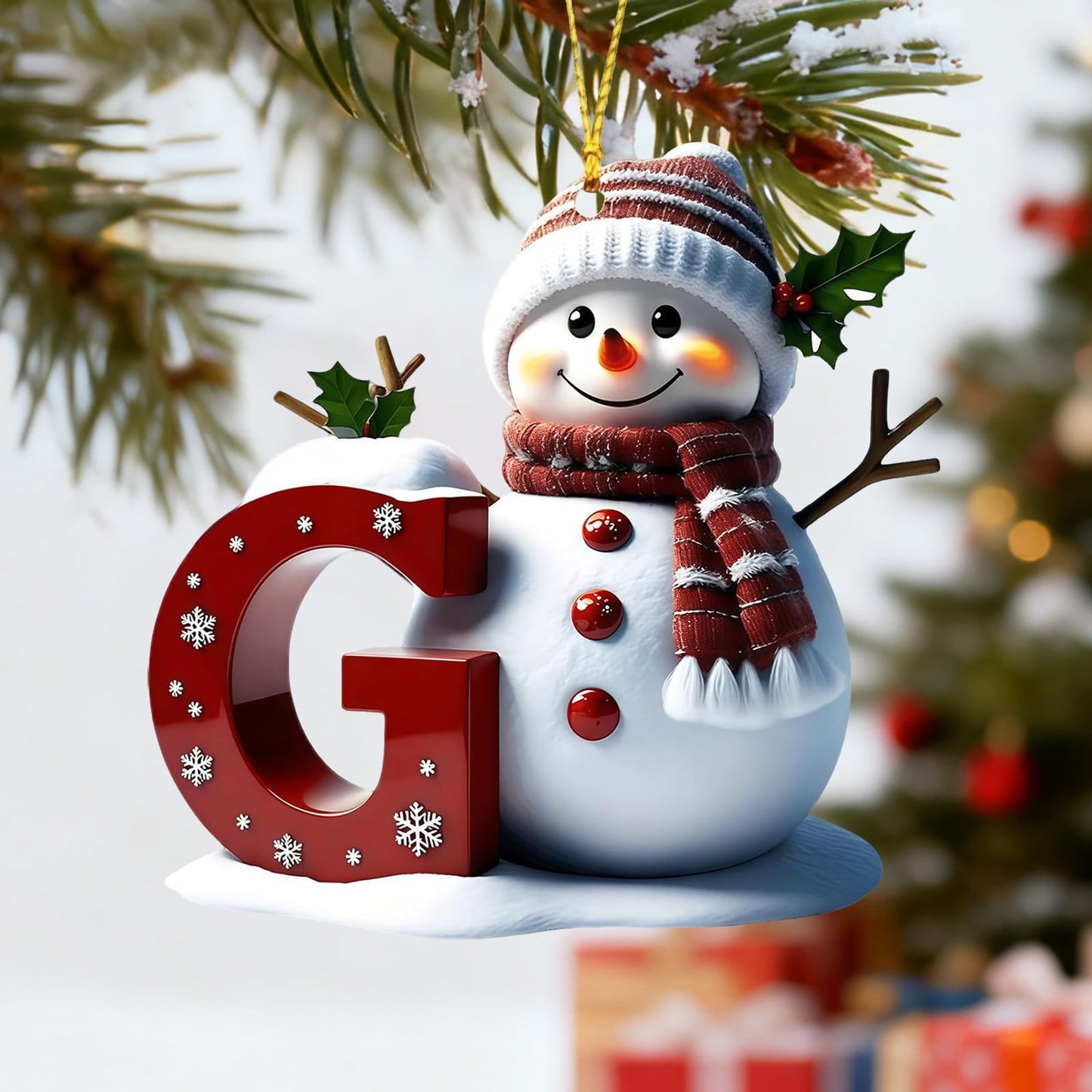 1Pc 26 Letters Snowman Ornaments,Snowman Christmas Ornaments, Christmas Letter Ornaments,Cute Flat Christmas Tree Letter Decoration Personalized Hanging Pendant, Indoor Diy Hanging Xmas Ornament