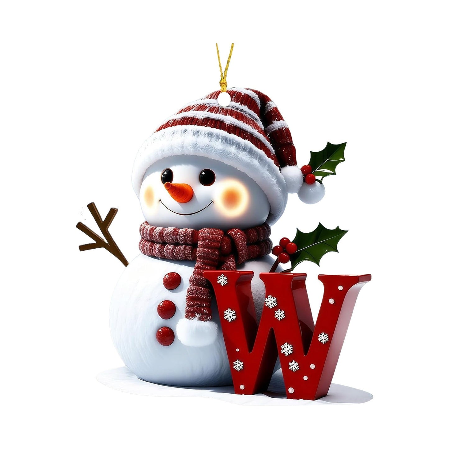 1Pc 26 Letters Snowman Ornaments,Snowman Christmas Ornaments, Christmas Letter Ornaments,Cute Flat Christmas Tree Letter Decoration Personalized Hanging Pendant, Indoor Diy Hanging Xmas Ornament