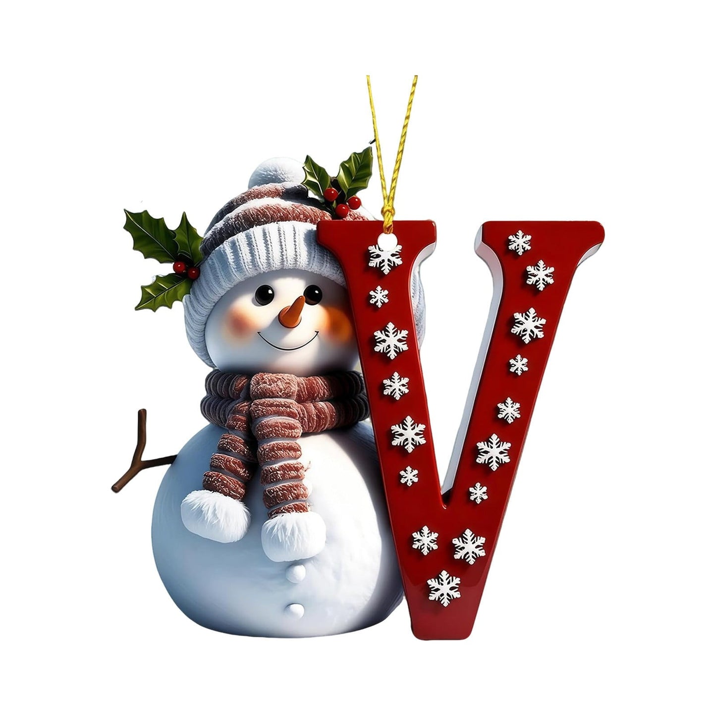 1Pc 26 Letters Snowman Ornaments,Snowman Christmas Ornaments, Christmas Letter Ornaments,Cute Flat Christmas Tree Letter Decoration Personalized Hanging Pendant, Indoor Diy Hanging Xmas Ornament