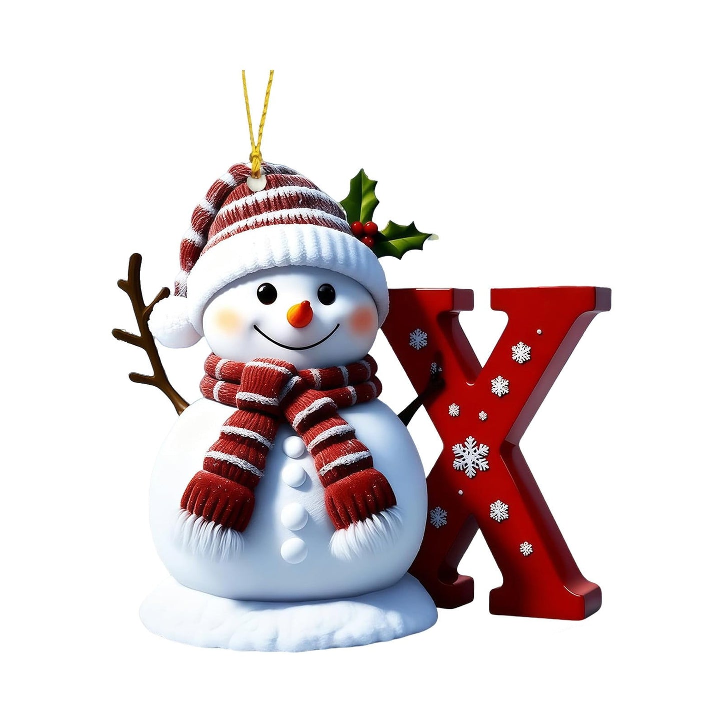 1Pc 26 Letters Snowman Ornaments,Snowman Christmas Ornaments, Christmas Letter Ornaments,Cute Flat Christmas Tree Letter Decoration Personalized Hanging Pendant, Indoor Diy Hanging Xmas Ornament