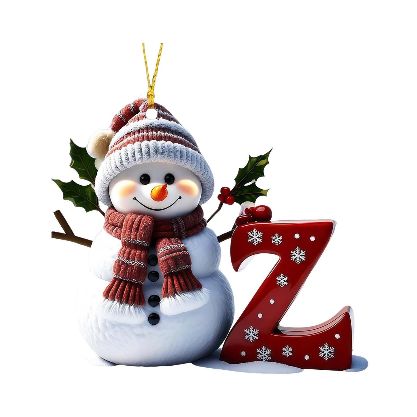 1Pc 26 Letters Snowman Ornaments,Snowman Christmas Ornaments, Christmas Letter Ornaments,Cute Flat Christmas Tree Letter Decoration Personalized Hanging Pendant, Indoor Diy Hanging Xmas Ornament