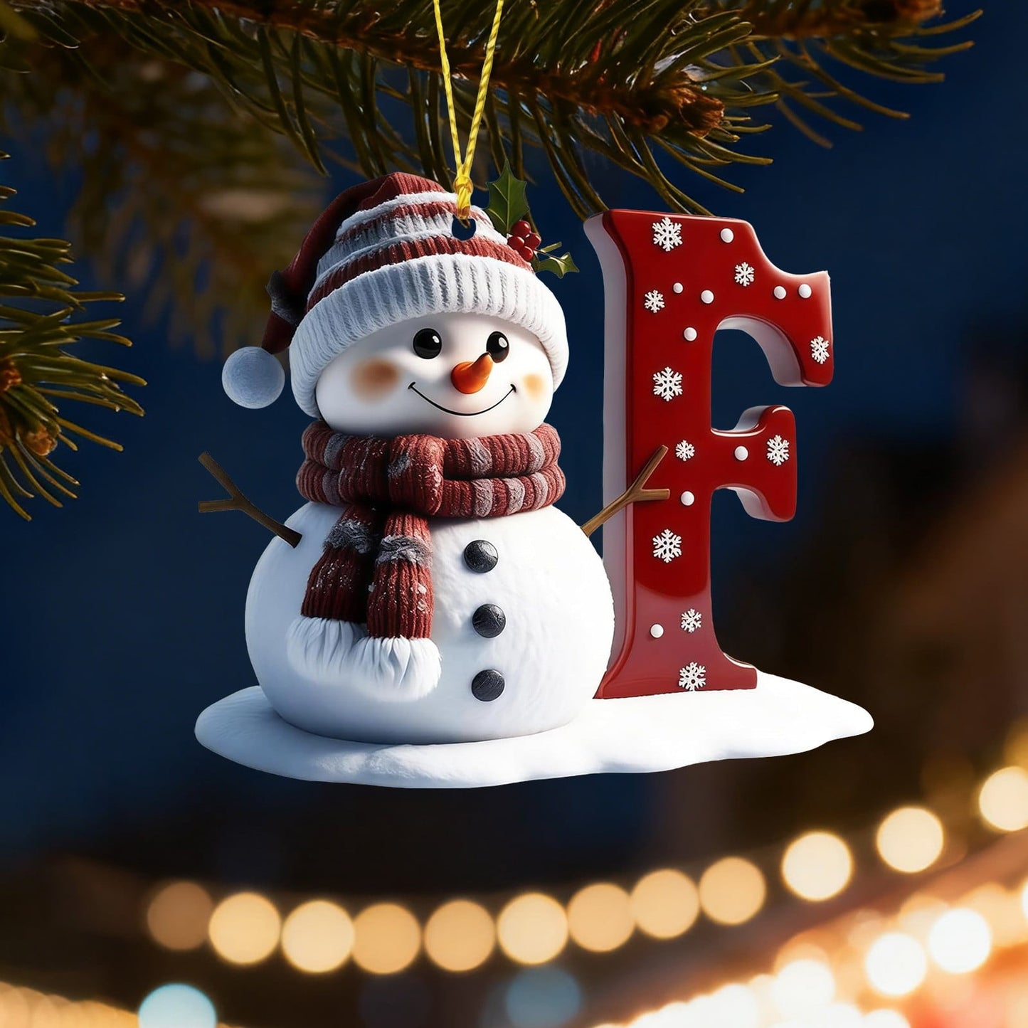 1Pc 26 Letters Snowman Ornaments,Snowman Christmas Ornaments, Christmas Letter Ornaments,Cute Flat Christmas Tree Letter Decoration Personalized Hanging Pendant, Indoor Diy Hanging Xmas Ornament