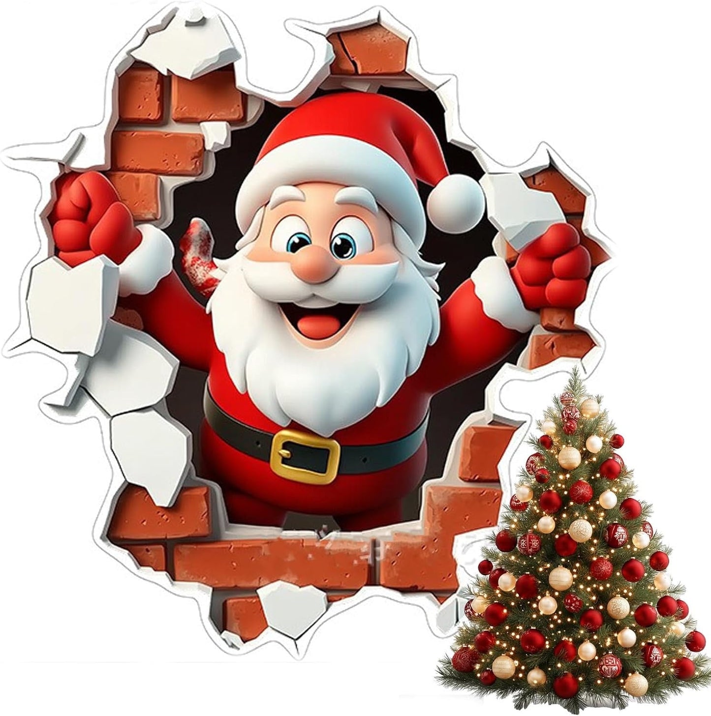 1Pc Creative Christmas Santa Wall Stickers,Christmas Creative Wall Sticker,Fun 3D Santa Stickers,Santa Wall Stickers,Santa Claus/ Reindeer/Snowman 3D Visual Effect Wallpaper Christmas Decorations