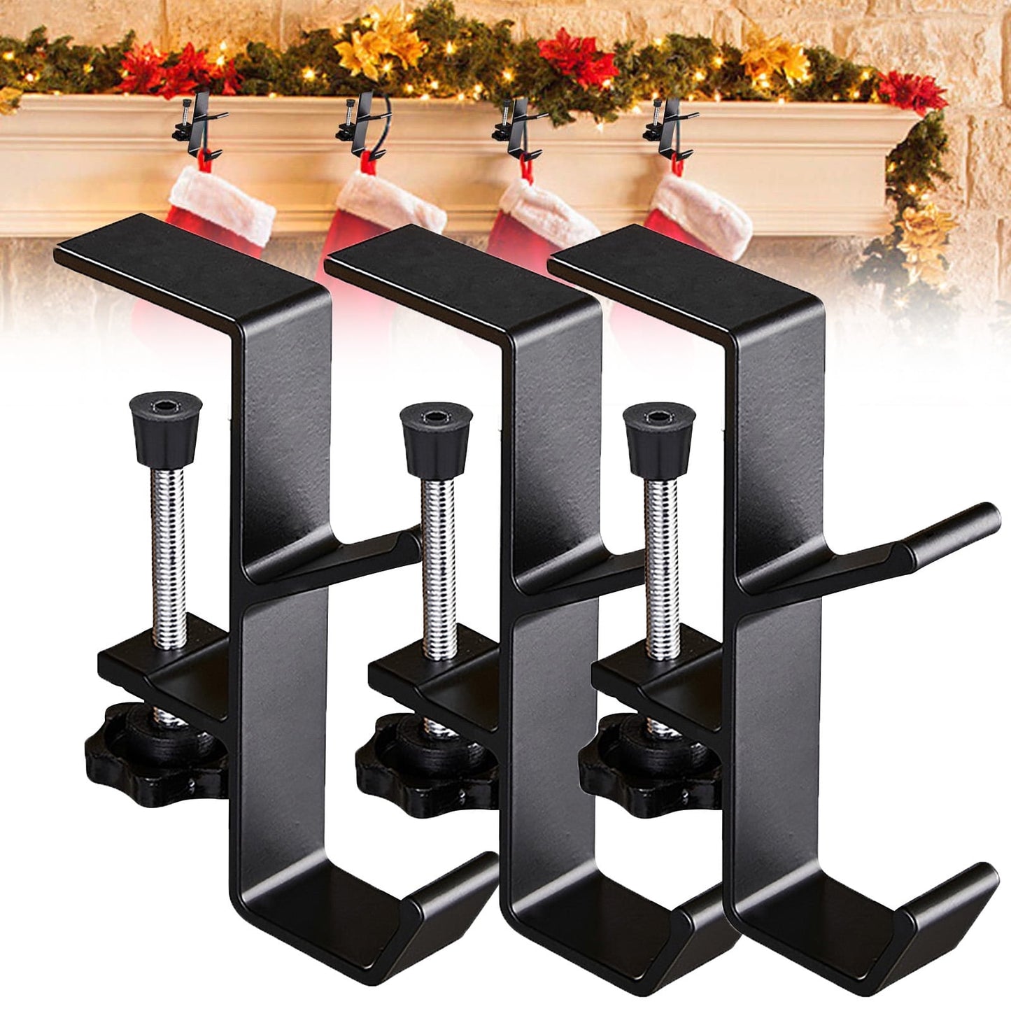 2 In 1 Mantel Hanger For Garland, Garland Hanger,Garland Hangers For Mantle£¬Garland And Stocking Mantel Holders, Christmas 2 In 1 Mantel Hanger,Adjustable Stocking Hangers For Mantel Weighted,3PCS