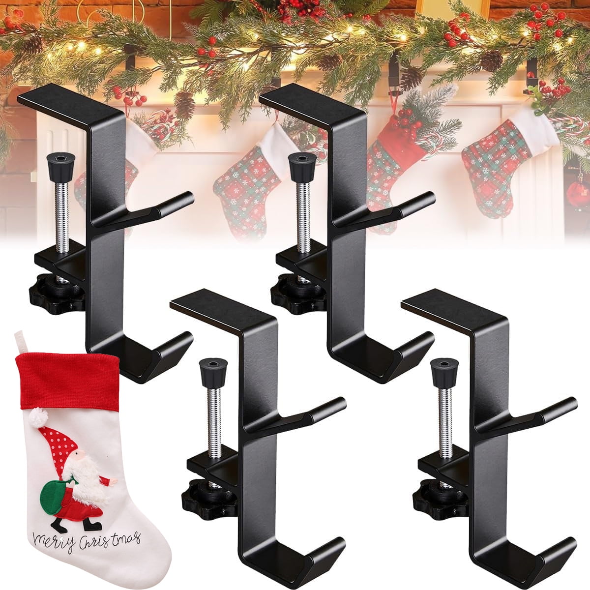 2 In 1 Mantel Hanger For Garland,Garland Hangers For Mantle,Garland and Stocking Mantel Holders,Garland Hanger,Garland And Stocking Mantel Holders,Christmas 2 In 1 Mantel Hanger,Stocking Hangers