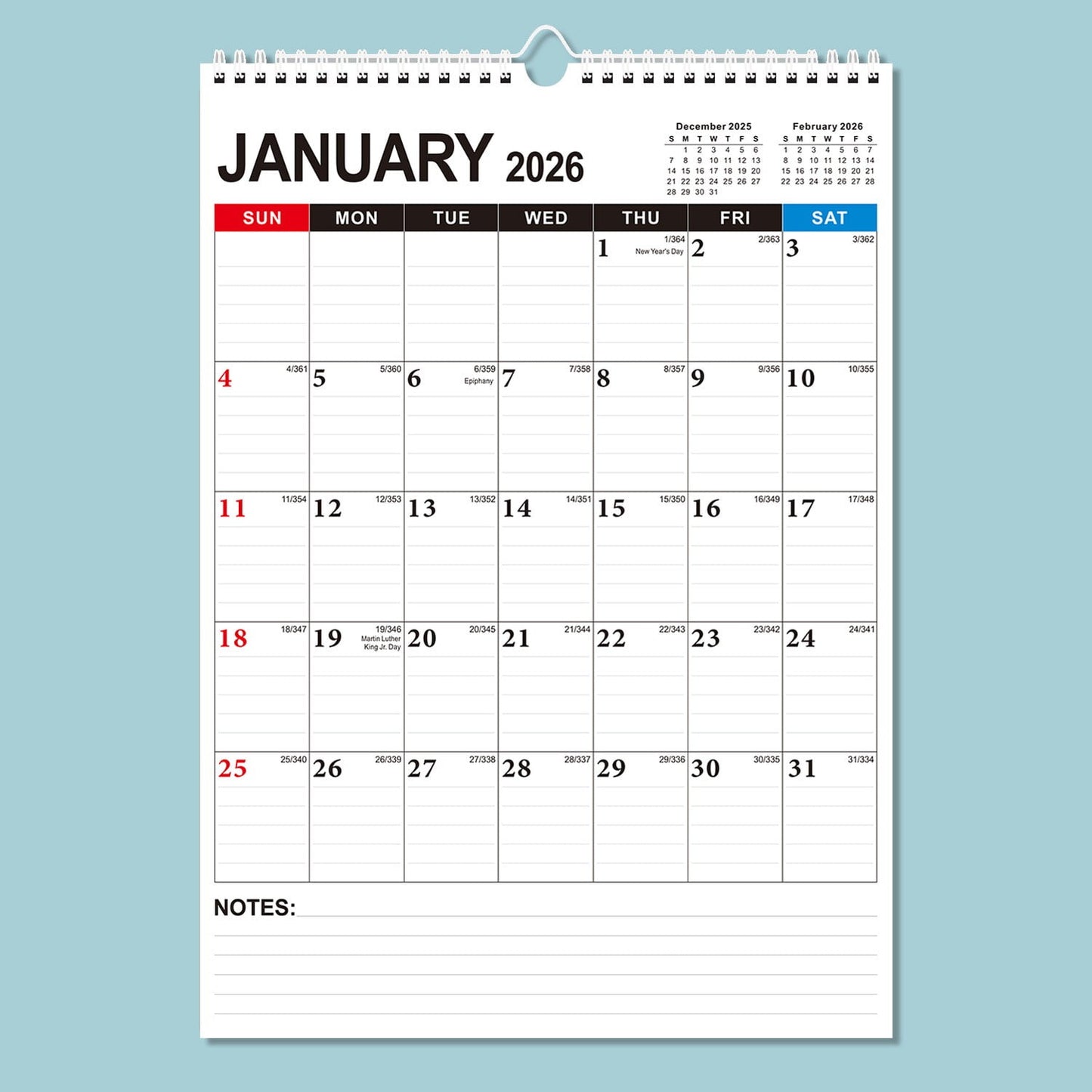2026 Monthly Calendar Planner Large 17X11 Inch 18 Month Wall Hanging Calendar With Binding Hook For Scheduling