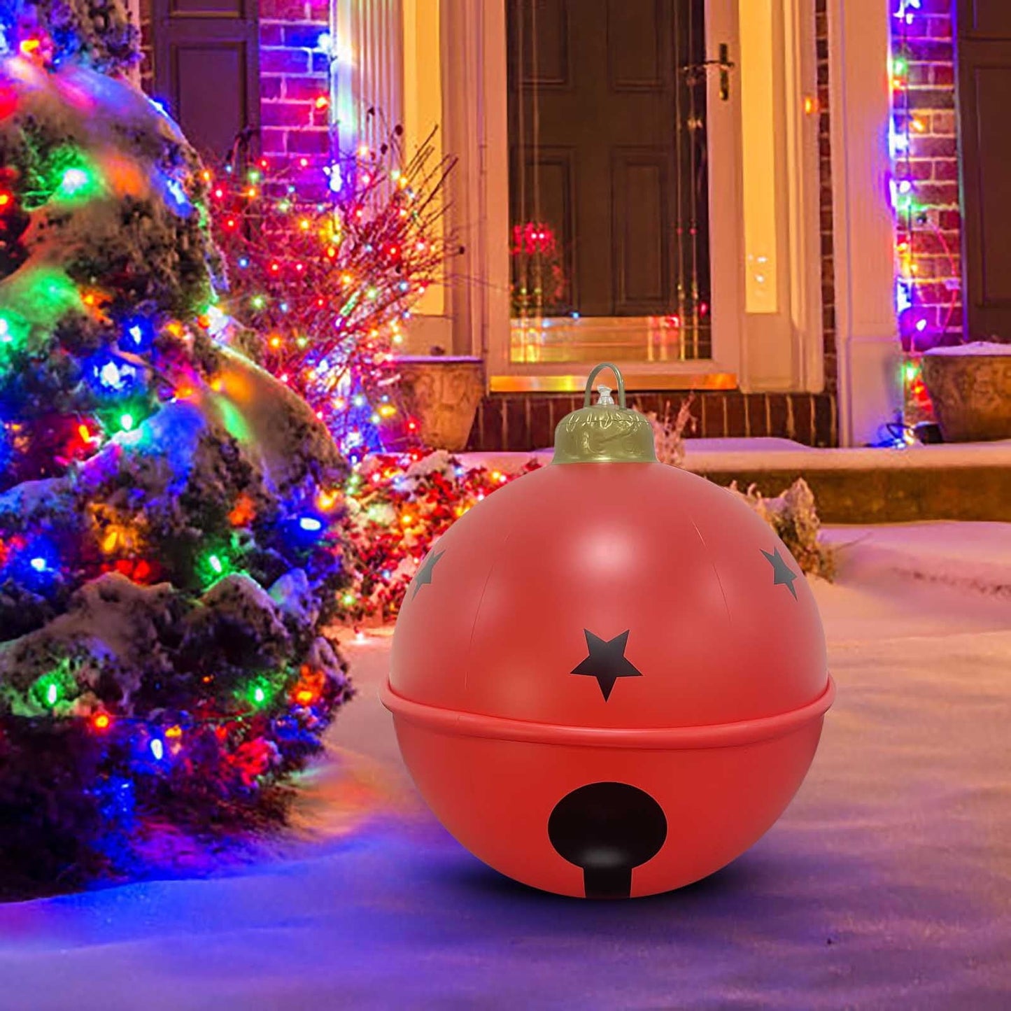 24In Giant Pvc Christmas Inflatable Ball,60Cm Inflatable Christmas Ball Outdoor Blow Up Xmas Inflatables Ornaments,Giant Pvc Christmas Ornament,Tree Yards Lawns Porch Garden Front Doors Holiday Decor