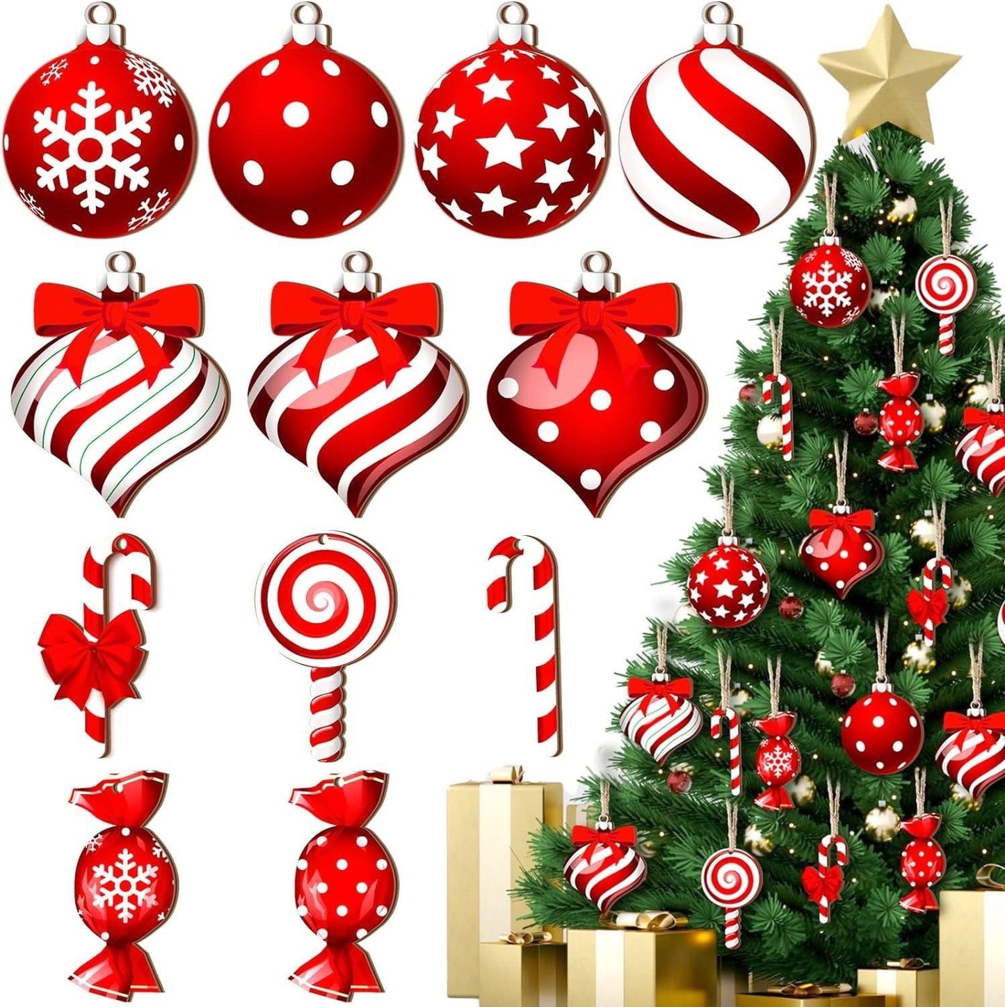 24Pc Christmas Lollipop Ornaments,Candy Cane Christmas Decorations,Candy Christmas Tree Decorations,Mini Candy Cane Hanging Ornaments Pendants,Candy Ornaments,Xmas Tree Party Home Decor