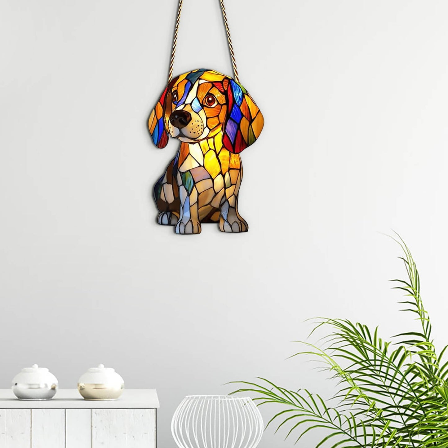 2D Acrylic Mosaic Dog Lamp Pandent(Not Lamp),Dog Series Art Ornaments-Beagle,Funny Christmas Dachshund Christmas Ornament Dachshund Gifts For Women Men,Home Decor For Dog Lovers
