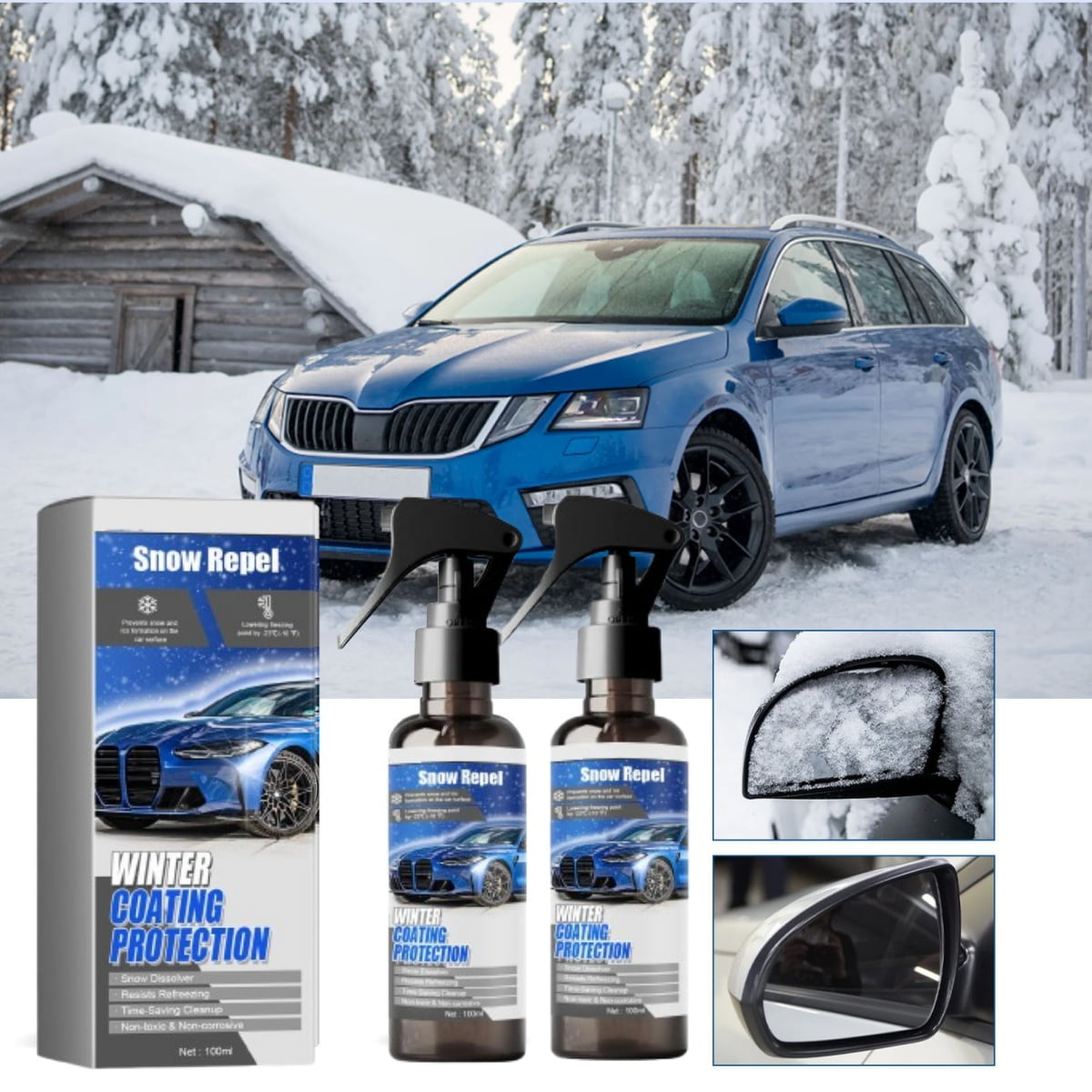 2Pc 100Ml Ice Agent,Deicer Spray For Car Windshield Deicer Spray For Car, Fast Acting Ice Remover & Fridge Defrosting Agent, Multi-Purpose Melting Spray For Winter Auto Care