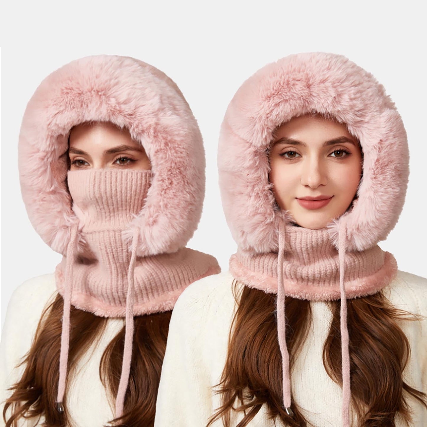 3 In 1 Knitting Hat With Scarf And Mask,3 In 1 Beanie Hat With Scarf And Mask,Upgraded 3-In-1 Fleece Lined Winter Knitwindproof Warmth Balaclava For Women,Hat And Scarf Set Winter Clothing For Women