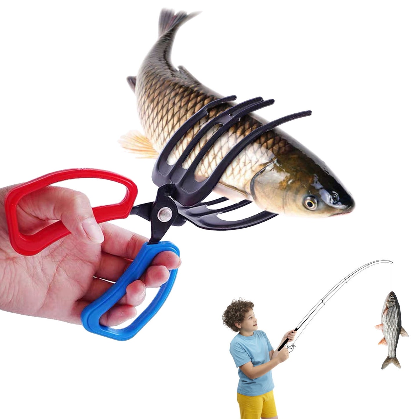 3 Claw Fish Gripper,Metal Fishing Pliers Gripper Fish Control Clamp Claw Tong Grip Tackle Tool Control Forceps For Catch Fish Fishing Accessories Metal Fish Control Clamp