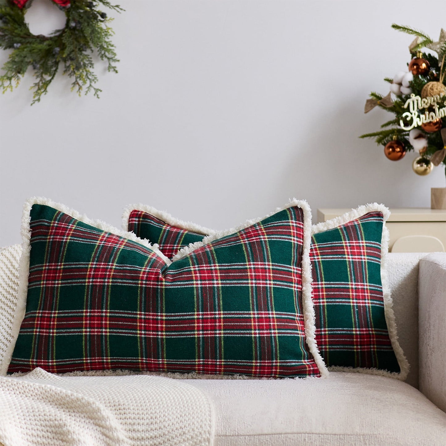 30¡Á50Cm Christmas Pillows Cover,Christmas Plaid Cushion Covers,Funny Decorative Throw Pillow Covers,Square Pillowcase With Zipper For Living Room,Bed Decor,Patio,Car,French Country Sofa Cushion Cases