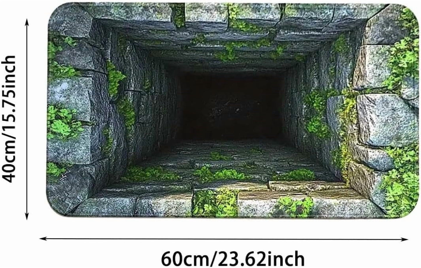 3D Rugs Optical Illusion,3D Hole Rug That Looks Like A Hole,Dog Gets Scared Of 3D Carpet, As Test & Game With Your Cat Or Dog,Visual Diatomite Mud Entrance Door Mat Waterproof Bathroom Floor Mat