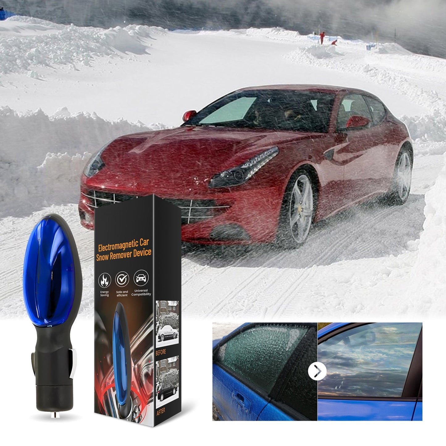3Pc Car Defroster,Windshield Defroster For Car,Anti-Freeze Electromagnetic Car Snow Removal Device,Electromagnetic Snow Melter,Portable Car Defrosting Device For Melting And Defrosting Car Glass