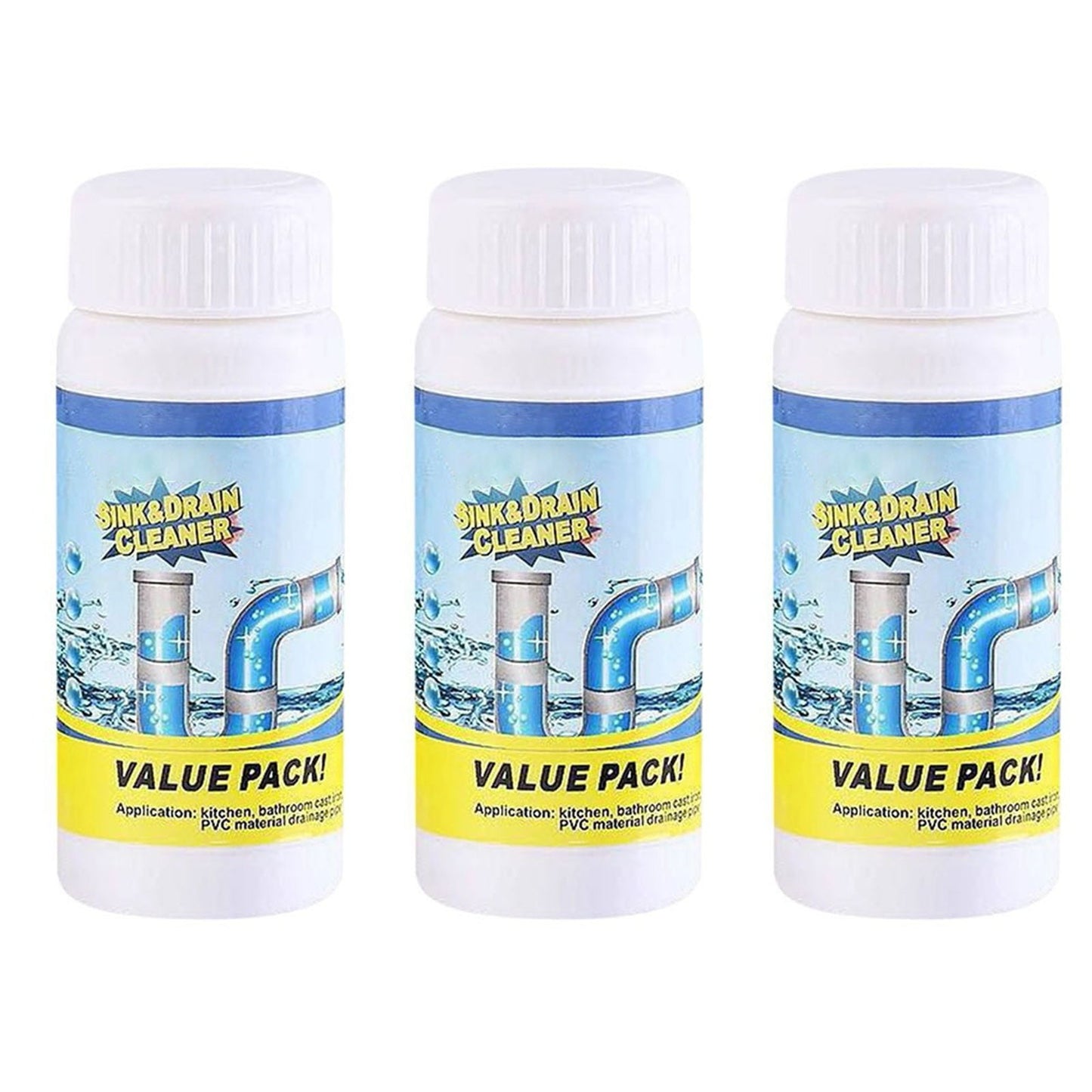 3Pc Fast Foam Toilet Cleaner,Pipe Clearing Agent Foam Cleaner,Effective Pipe Clearing Agent For Drain Blockage & Stains,Sink, Shower, Bathtub, Home