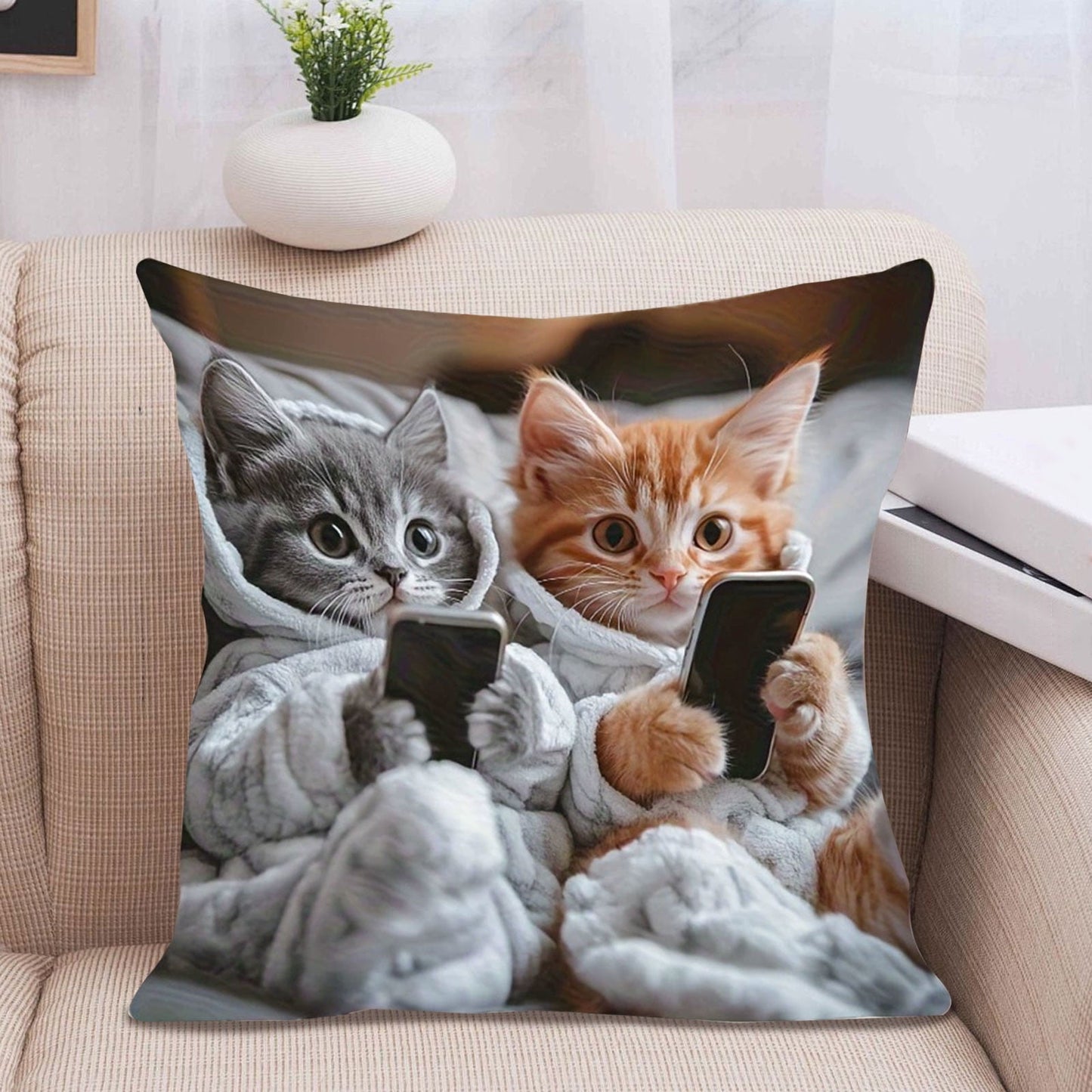 45*45Cm Funny Pillows Cover,18In Funny Throw Pillows Cases,Funny Cat Decorative Throw Pillow Covers,Square Pillowcase With Zipper For Living Room,Bed Decor,Patio,Car,French Country Sofa Cushion Cases