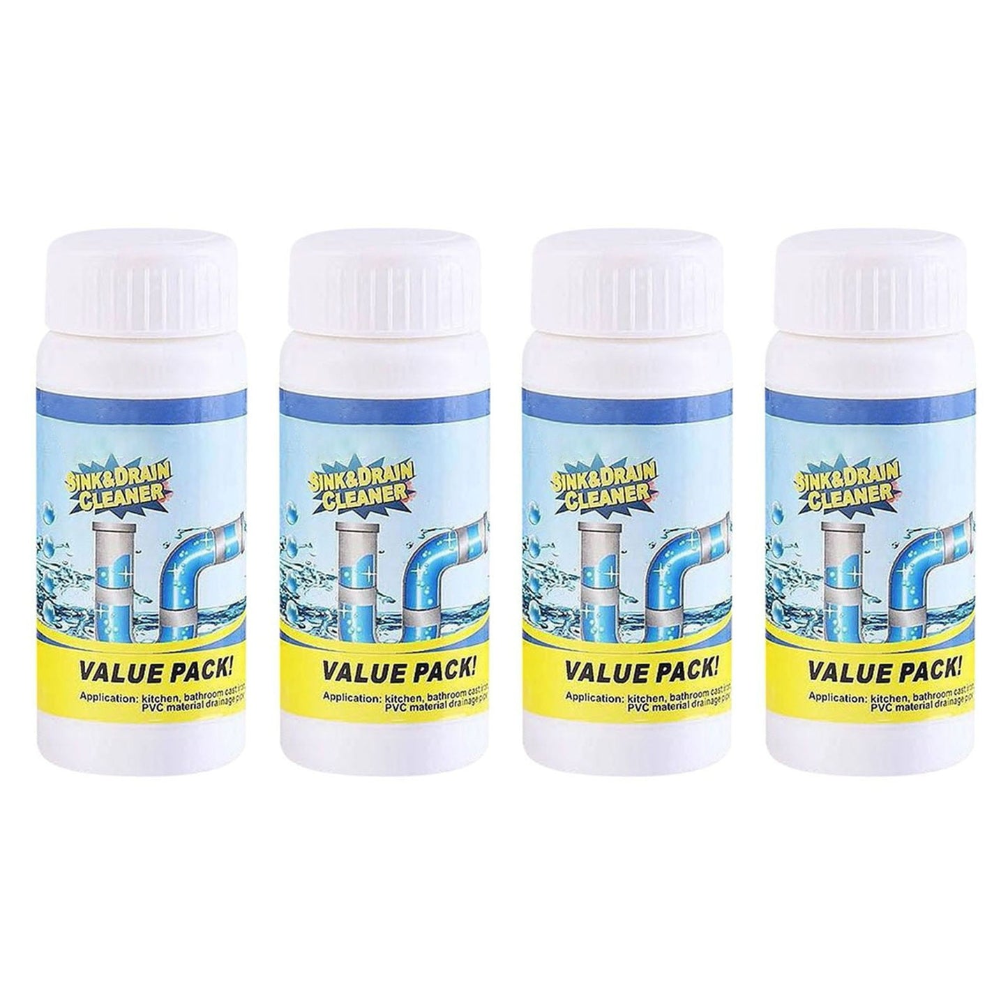 4Pc Fast Foam Toilet Cleaner,Pipe Clearing Agent Foam Cleaner,Effective Pipe Clearing Agent For Drain Blockage & Stains,Sink, Shower, Bathtub, Home