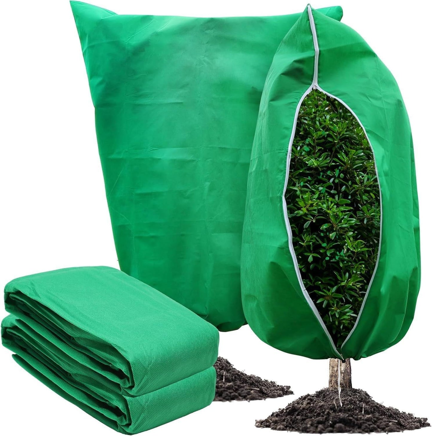 4Pc Tree Covers For Winter Plant Covers Freeze Protection,Thicker Large Outdoor Winter Frost Cloths Blankets With Zipper Drawstring, Reusable Garden Tree Cover Bags For Fruit Tree Shrub Potted