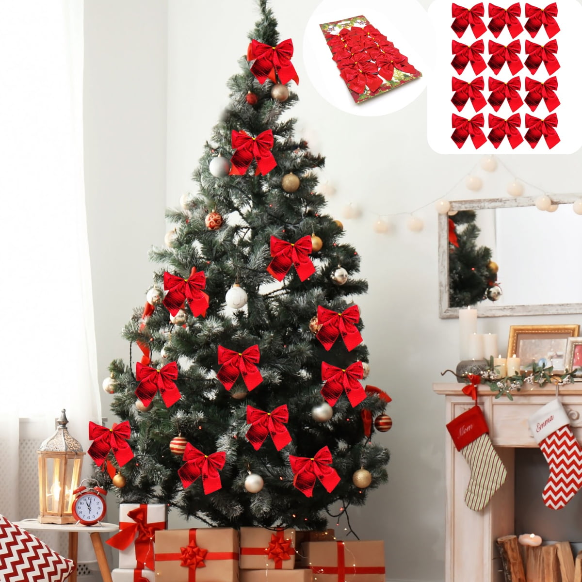 5.5Cm/2.2In Mini Small Christmas Tree Hanging Ornaments,Christmas Bow Decor Under5 Christmas Tree Decorations 12Pc Christmas Decorations,Diy Craft,Jewelry Pendant,Gift Wrap,Holiday Decor,Music Makers