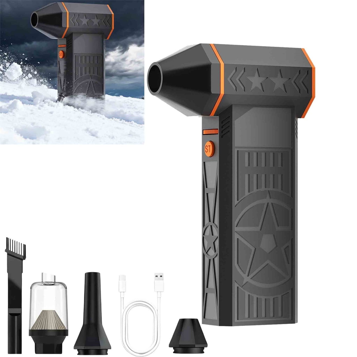 5000W Cordless Snow Blower For Car Windshield, High-Power Portable Blower Frostguards Blower With Efficient Turbine Tech,Windshield Defrost Snow Removal,With Brushless Motor & Rechargeable Battery