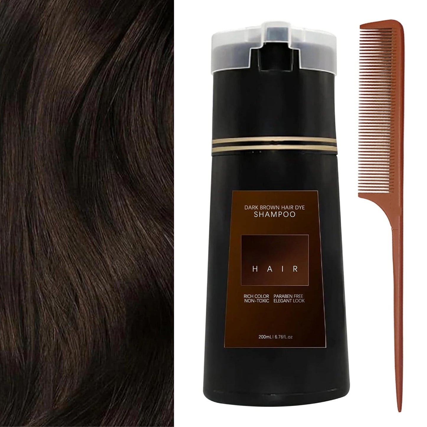 Banzch Hair Dye Shampoo,Hair Instant Dye Shampoo Black Hair Dye Shampoo,Natural Plant Hair Dye Shampoo,Hair Color for Gray Hair Coverage,Long Lasting Hair Color Shampoo for Men & Women£¬Brown+Comb