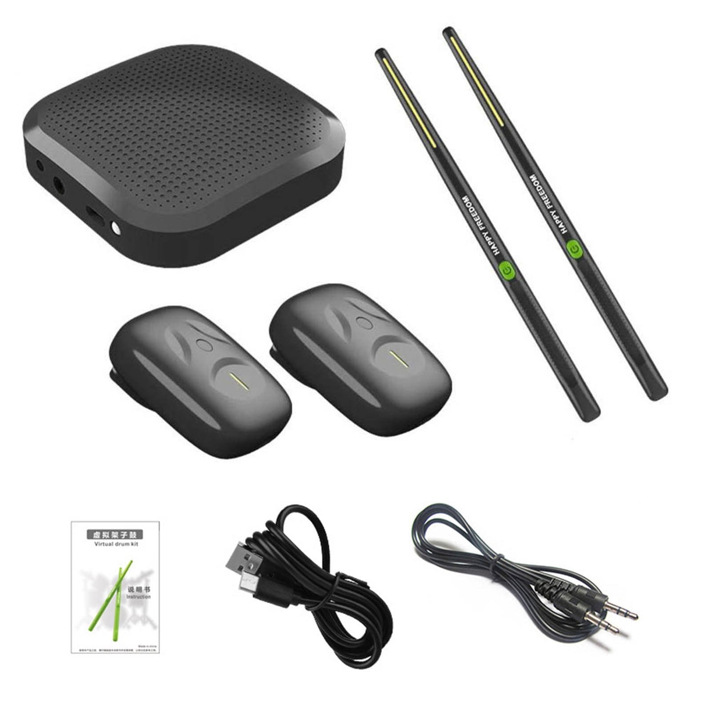Air Drumsticks,Virtual Electronic Drum Set,Electric Drumsticks Air Drum Set,Pocket Drum,Virtual Air Drum Set,Air Drum With Drumsticks, Pedals,Bluetooth And 8 Sounds, Electric Tabletop Drum Set Machine