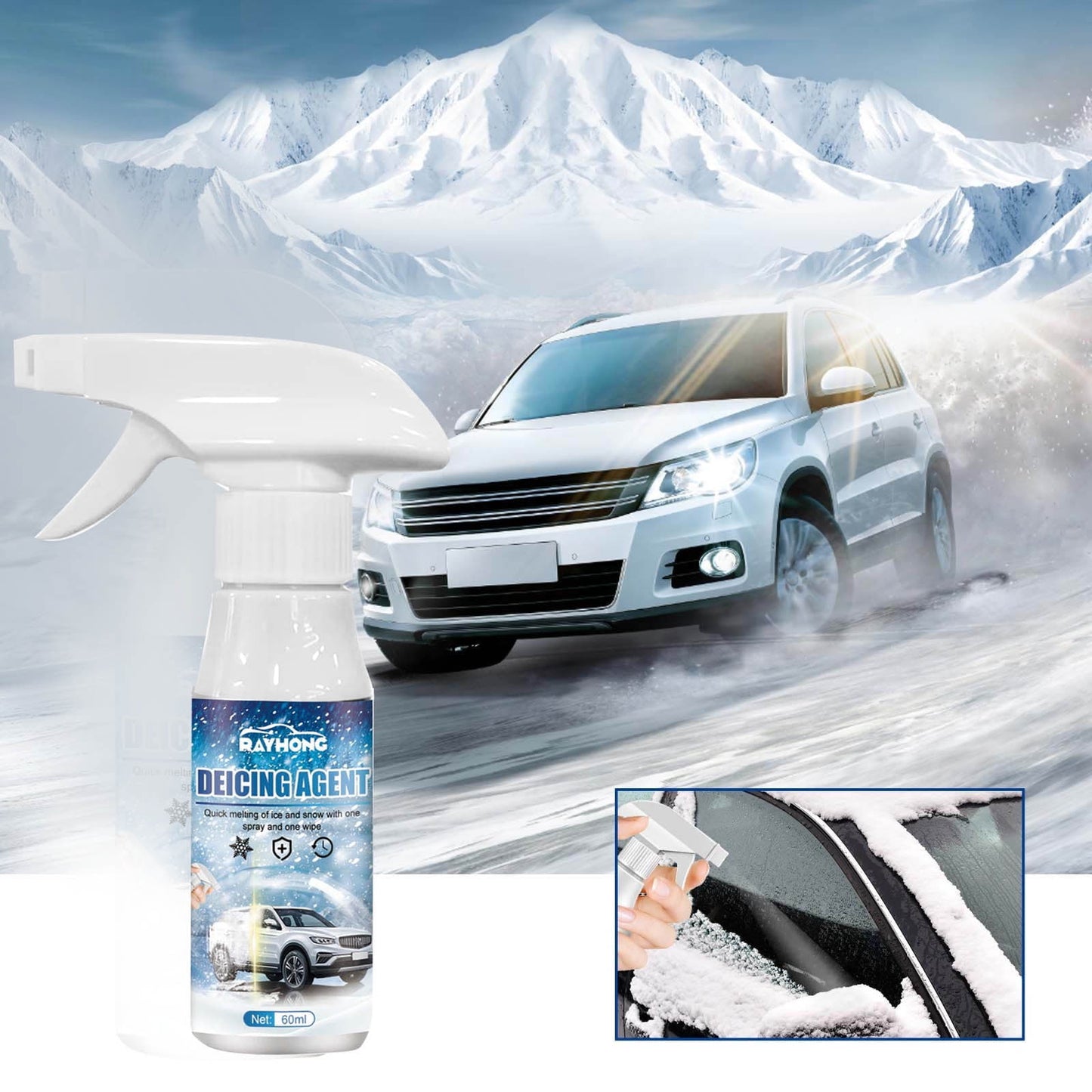 Auto Windshield Deicing Spray for Car,CELNNCOE Ice-Off Windshield Spray De-Icer, Windshield Deicing Spray, Ice Melting Spray, Anti Frost Spray Deicer Spray for Car Windshield Windows Wipers Mirror,1P