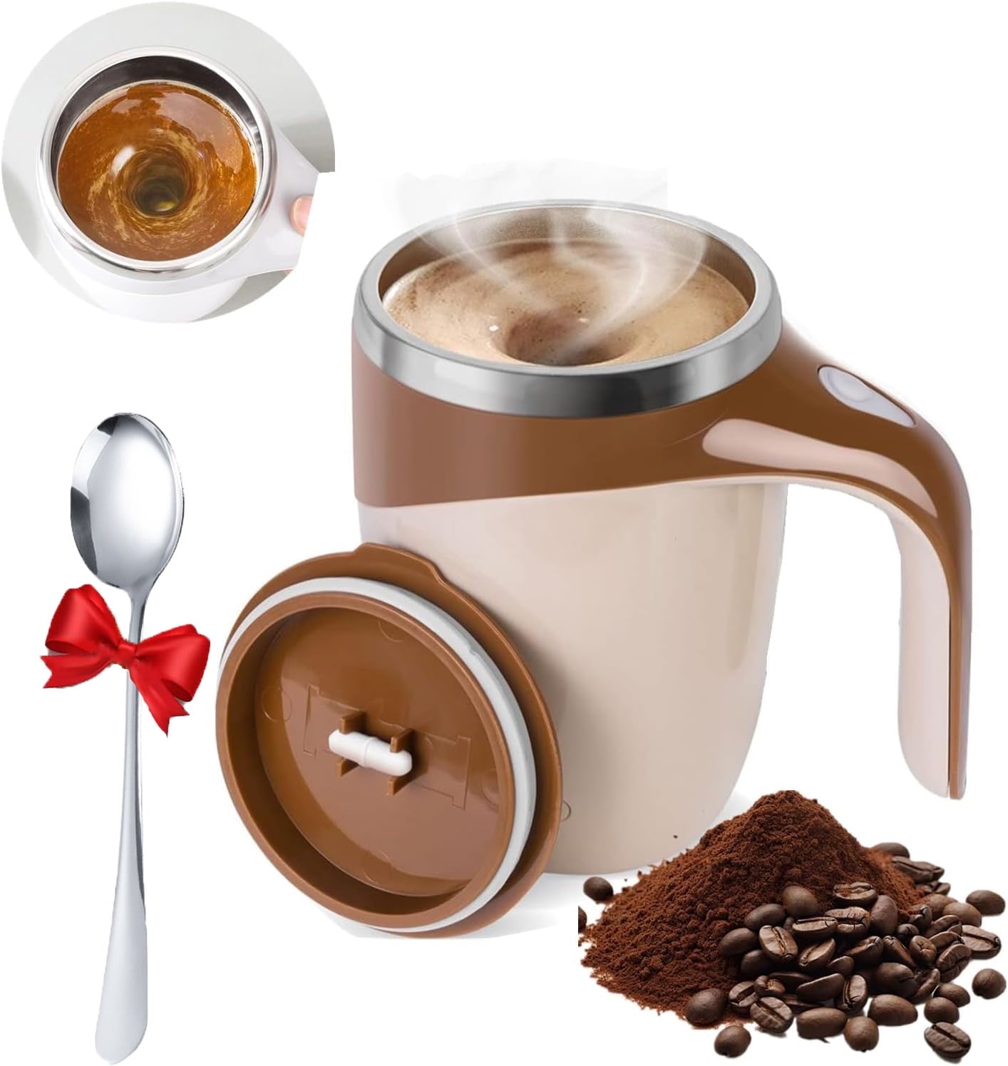 Automatic Magnetic Stirring Coffee Mug, Electric Mixing Cup,Self Stirring Coffee Mug With Lid,Rotating Home Office Travel Mixing Cup£¬Funny Electric Stainless Steel Self Mixing Coffee Tumbler