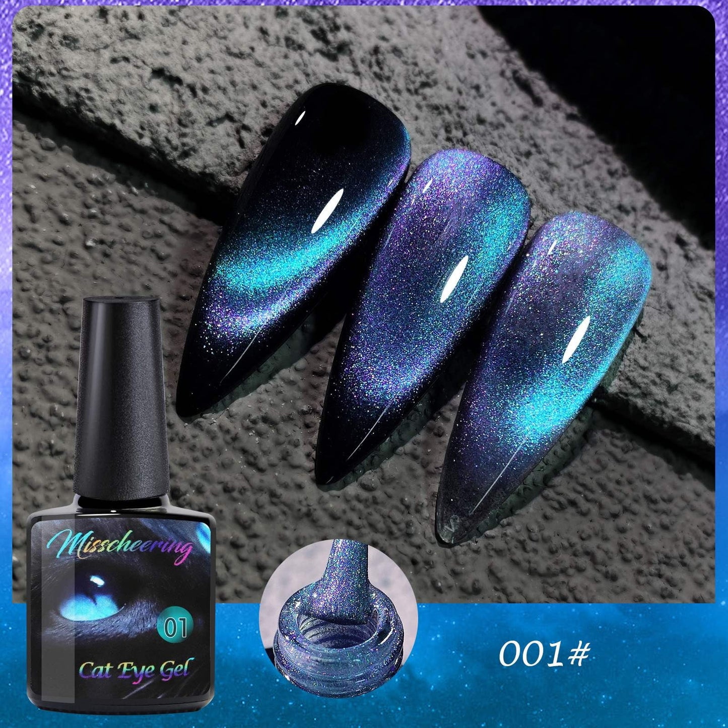 Banzch Colorful Crystal Cat's Eye Flickering Dark Female Celestial Nail Polish, 8ml,Mothers Day Gifts