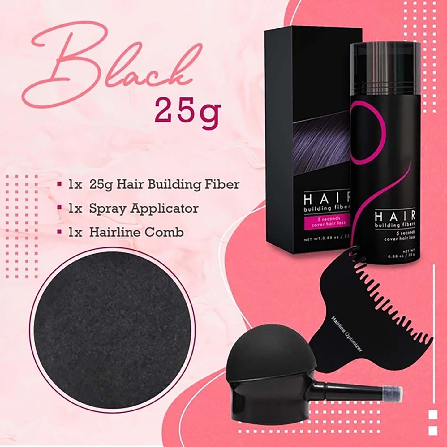 Banzch Fluff Up Hair Fibers Powder For Any Color Hair Hair Building Fibers Spray Pump 5 Seconds Cover Up Long Lasting With Natural Look Dating Accessory Unisex,Mothers Day Gifts
