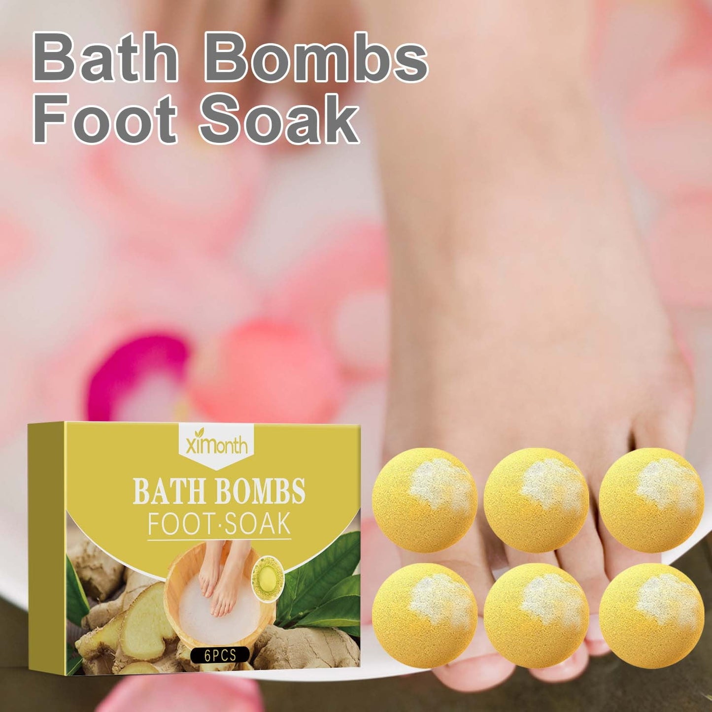 Banzch Foot Bath Bombs 6 Pack,Organic Foot Soak With Bath Salt,Foot Spa Bomb For Dry Cracked, Athletes Foot, Stubborn Foot Odor Scent,Tired Sore Feet,Mothers Day Gifts