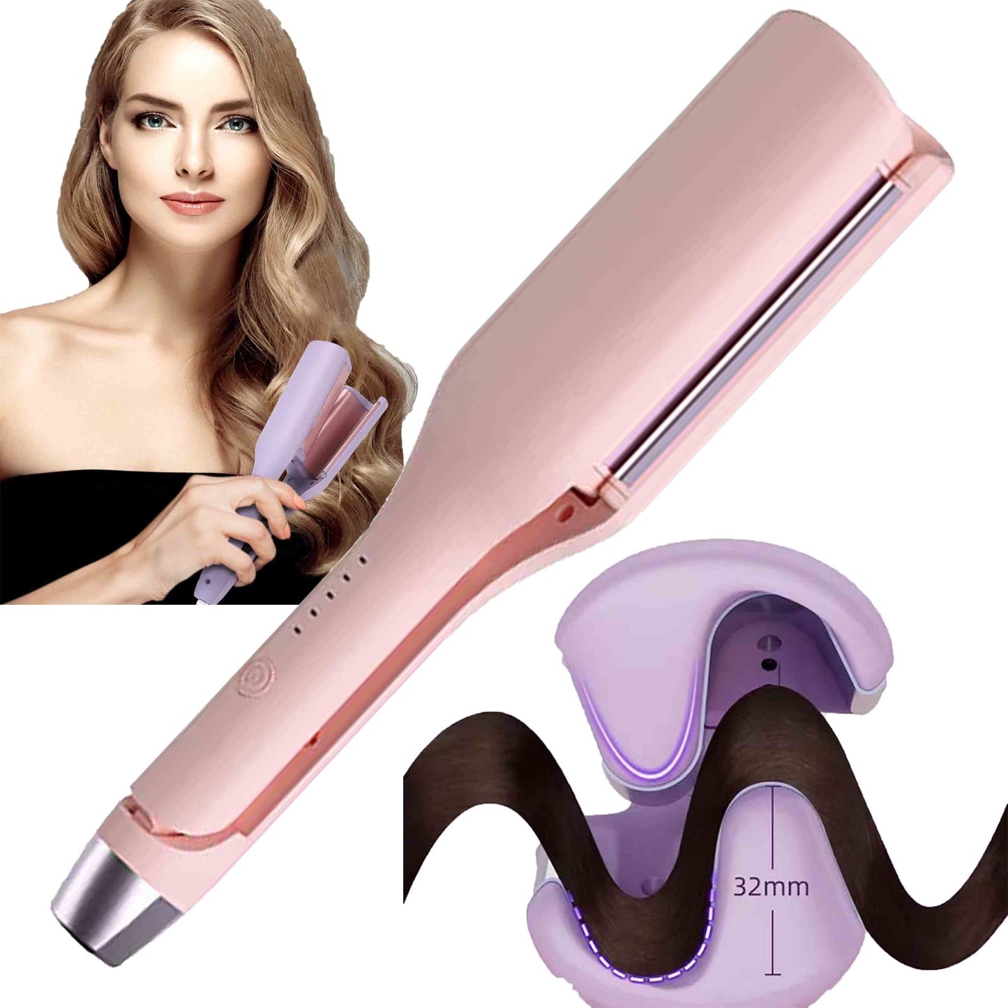 Banzch French Wave Curling Iron Rommantic French Eggs Roll Curling Iron French Eggs Roll Curling Iron V-Shape Ceramic BigWaves Hair Crimper,Mothers Day Gifts