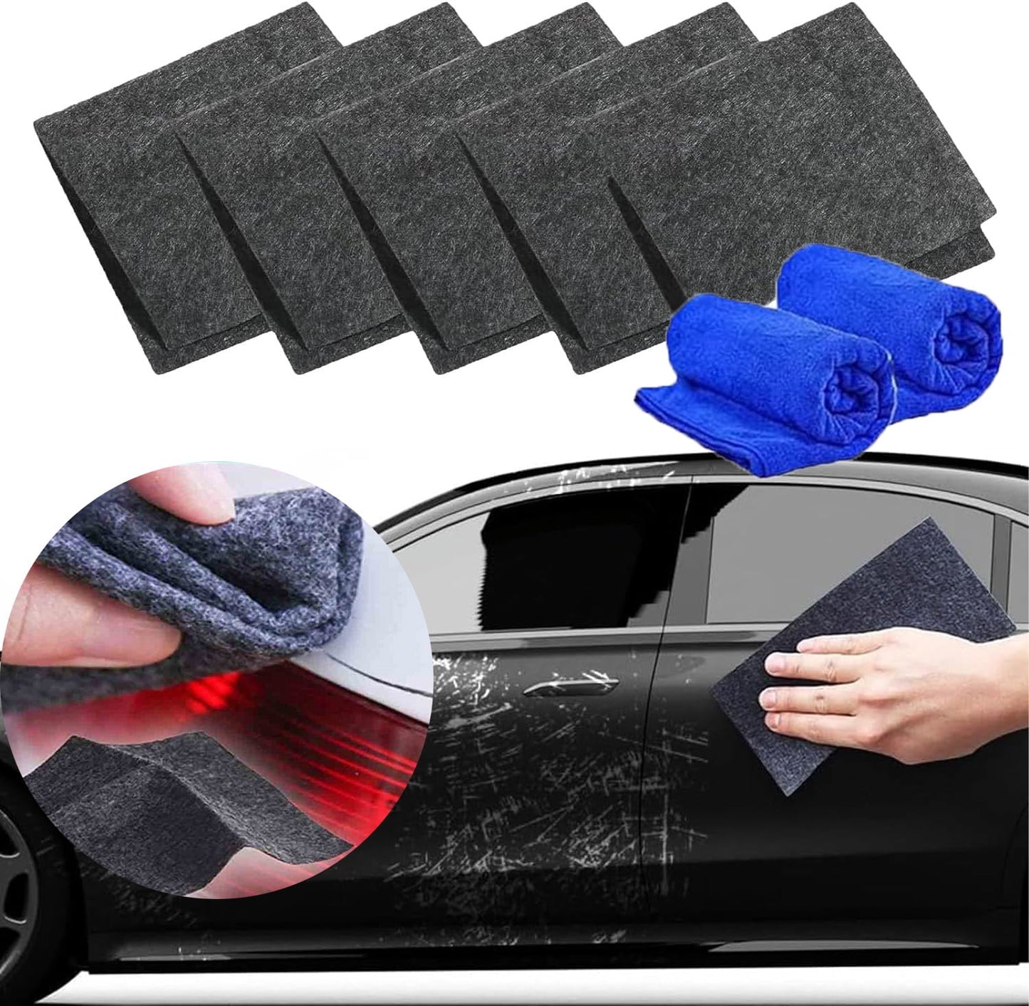 Banzch Green Nano Sparkle Cloth Removes Scratches Automotive Polishes, 5 Pack
