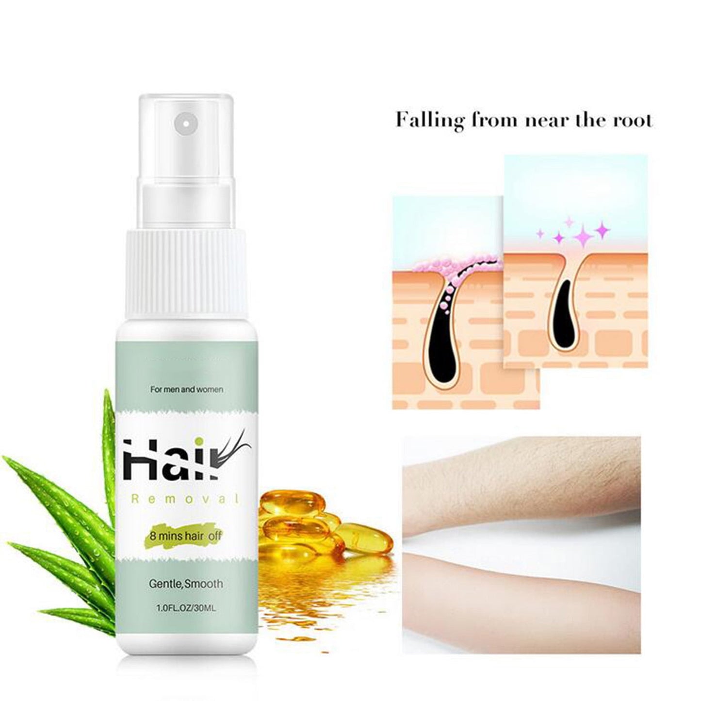 Banzch Hair Removal, Hair Removal Spray Spray Leg Hair Hand Hair Body Care Liquid Gentle 30ML