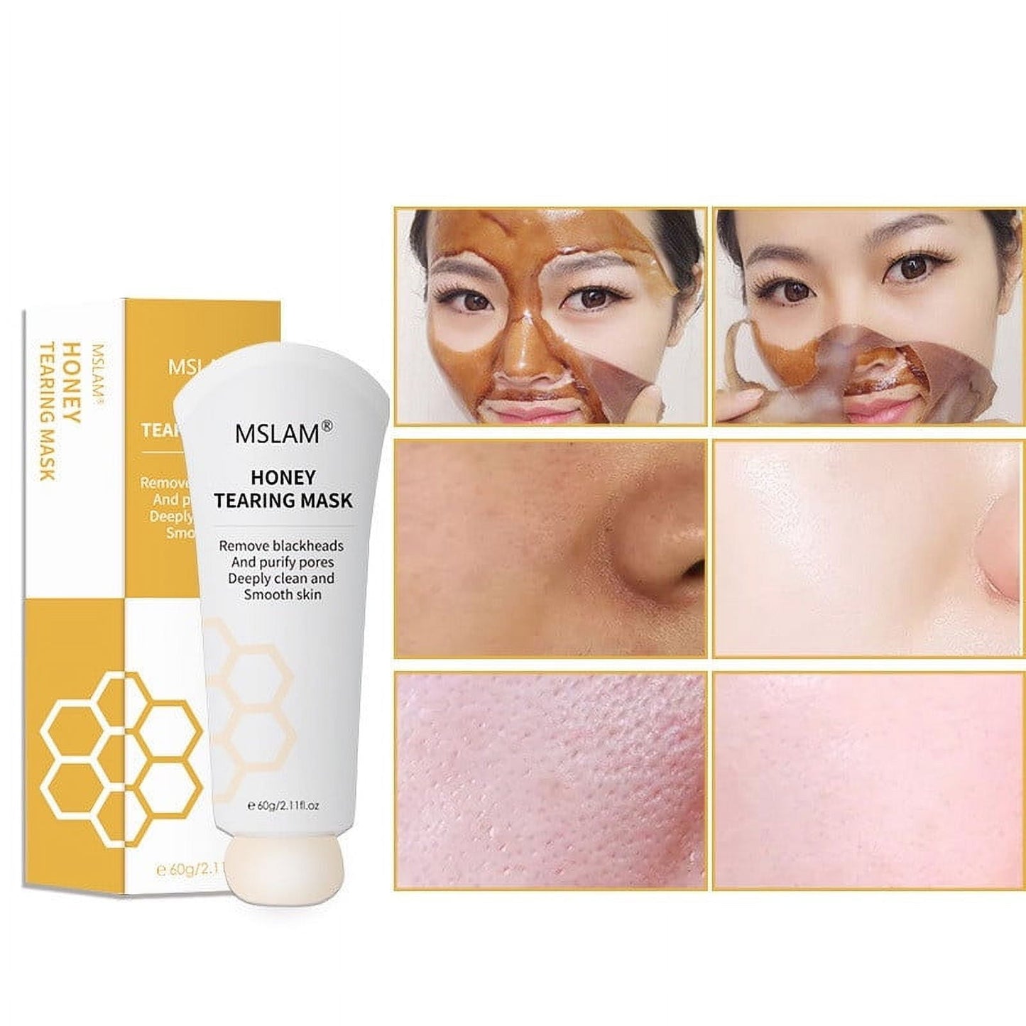 Banzch Honey Tearing Mask Peel Mask Dead Skin, Oil Control Blackhead Remover, Clean Pores,Deep Cleansing, Reduces Fine Lines£¦ Wrinkles Great For All Skin 60ml,Mothers Day Gifts