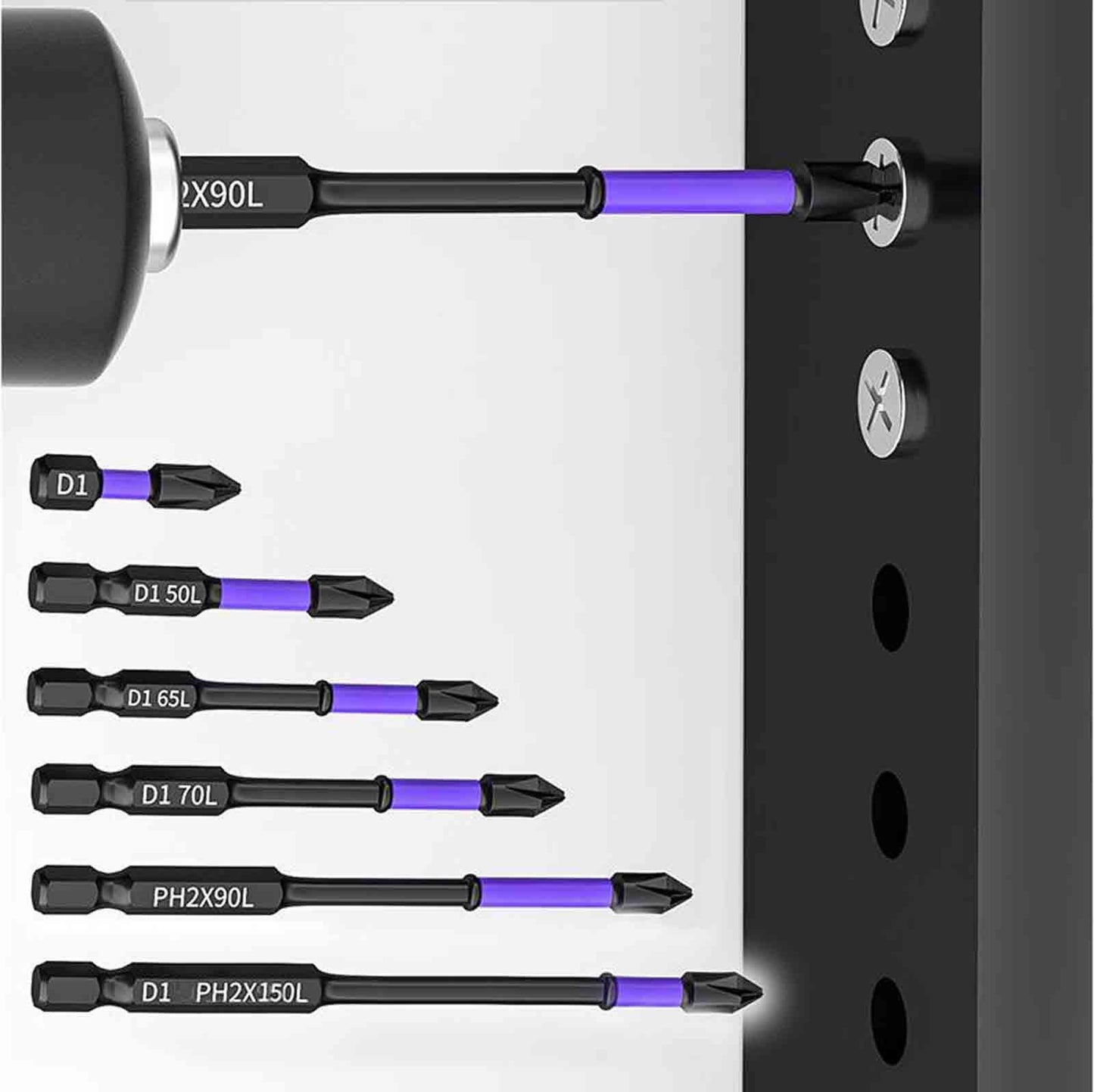Banzch Magnetic Screwdriver Bit Set, 6Pcs Magnetic Bits Drill Bits, D1 Alloy Steel Impact Resistance and Non-Slip Toothed Bits, Long Cross Driver Bits Heavy Duty Magnetic Bit Kit