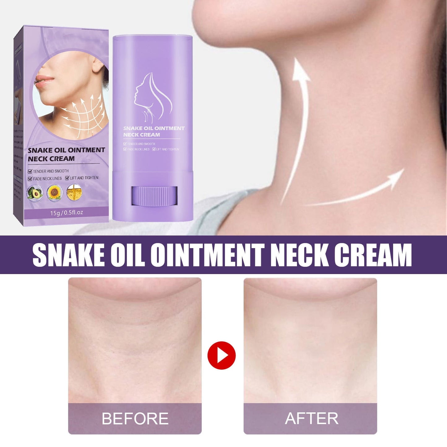 Banzch Neck Care Stick, Neck Cream, Neck Firming Stick, Neck Lift Cream, Moisturizing Treatment for Wrinkles, Fade Neck Lines, Tightening & Lifting Skincare Cream