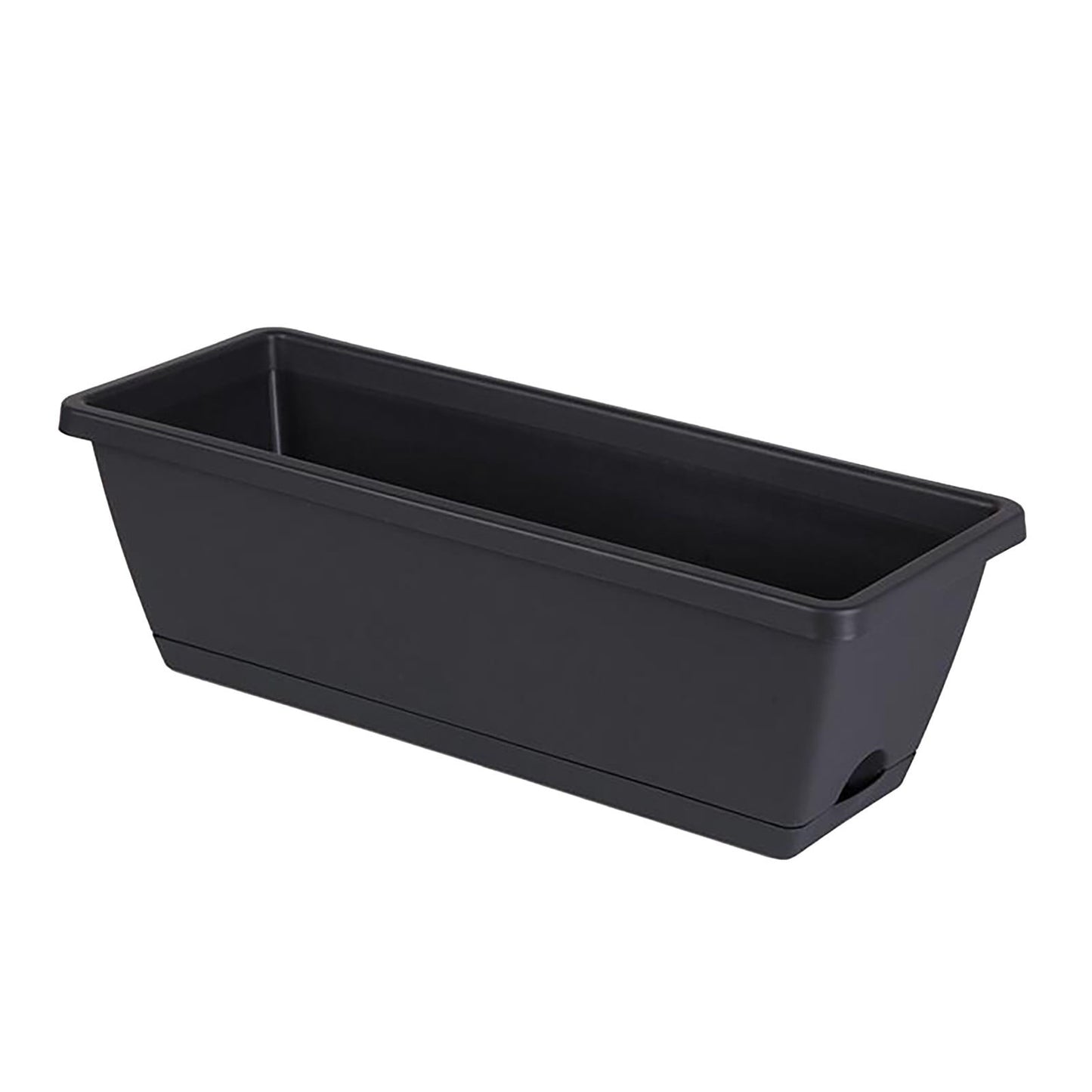 Banzch Rectangular Black Plastic Self-Watering Planter