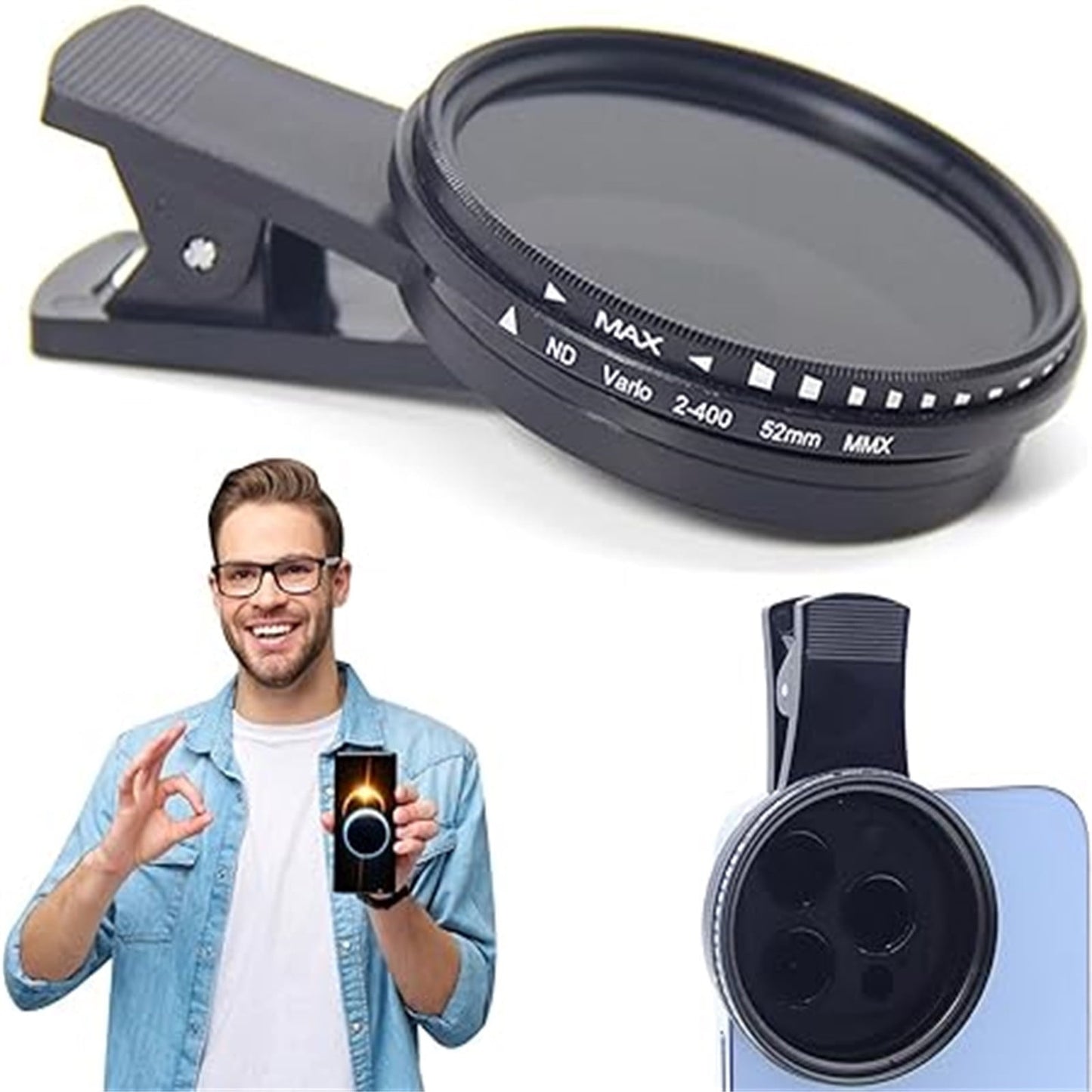 Banzch Solar Eclipse Camera Lens Filter, Solar Eclipse Filter Enhancing Photo Lens,Removable Solar Eclipse Camera Filter Works with Any Mobile Phone, for Camera Eliminate Reflections