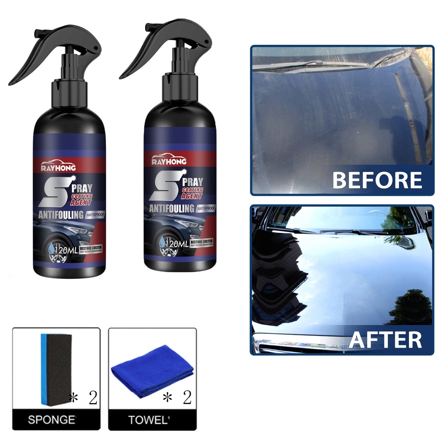 Banzch Spray Coating Agent Multi-functional Coating Renewal Agent, Fast-acting Coating Spray,Liquid Ceramic Spray Coating Coat Quick Nanotechnology Coating Auto Spray Wax£¬2pcs