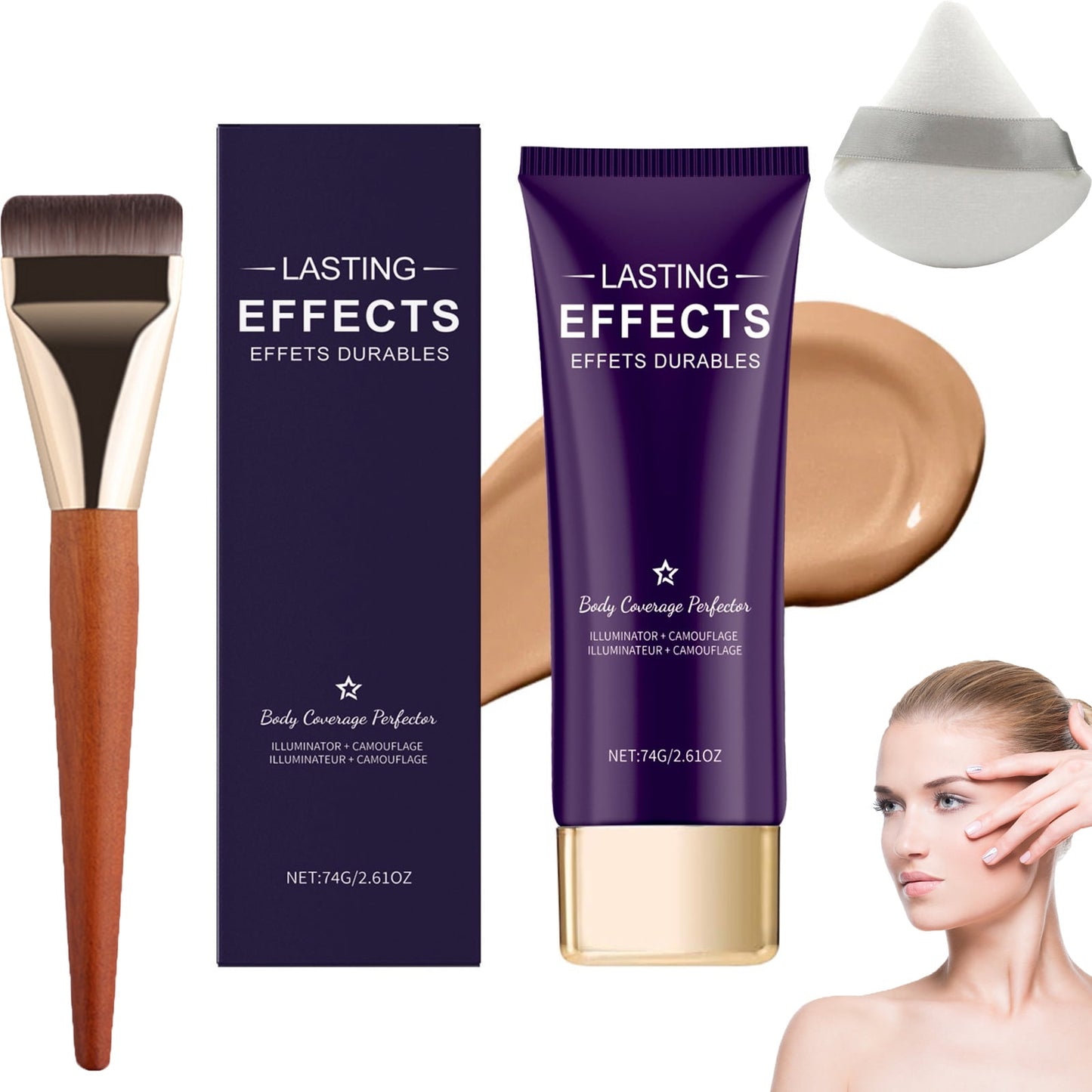 Beauty Body Coverage Perfector ¨C All Over Complexion Perfector, Tattoo Cover Up Makeup Waterproof Leg & Body Makeup Cream With Brush - Tattoo Cover Up Makeup£¬Natural color