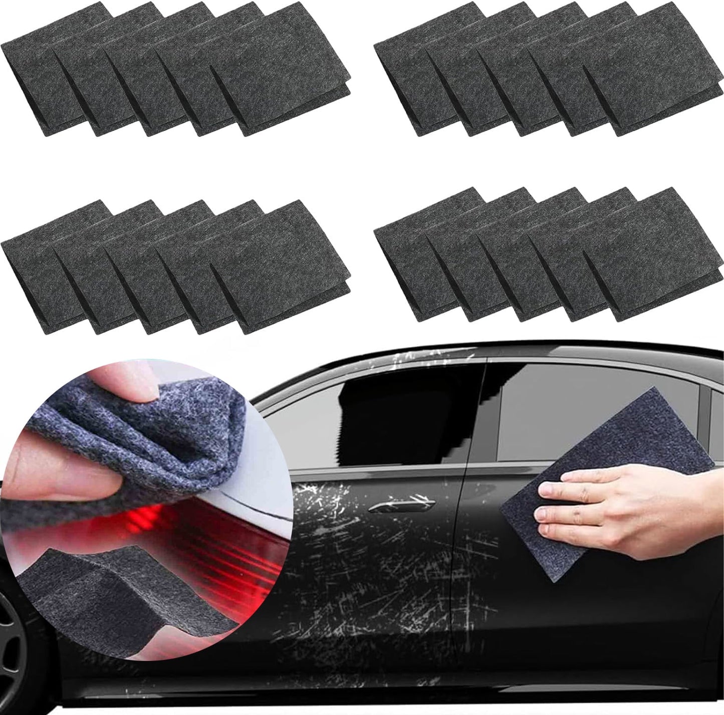 Breathe Green Nano Sparkle Cloth, Nano Removal Car Paint Scratch Repair Cloth, Nano Sparkle Cloth, Removes Scratches, Bird Droppings Stains for Vehicles Car Paint Deep Scratches Repair(4 * 4/20PCS)