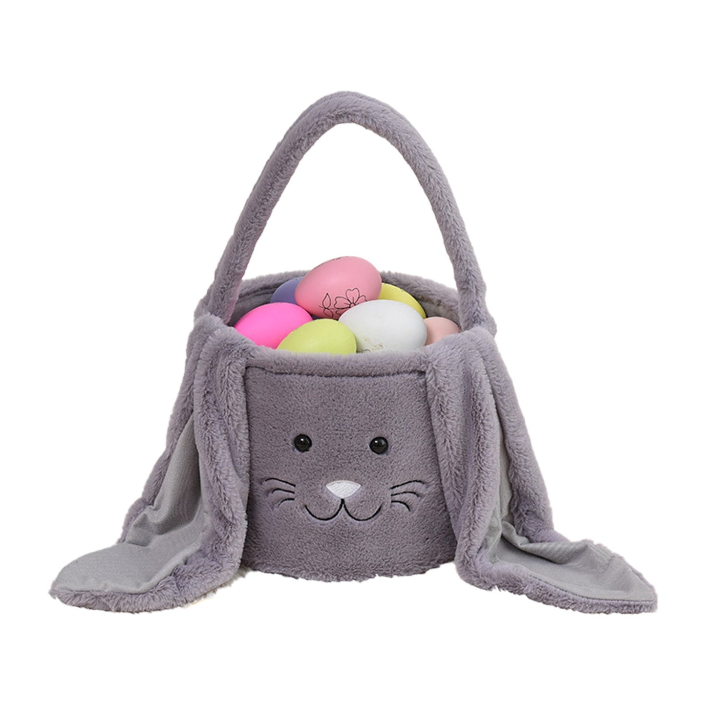 Buodes Easter Eggs Happy Easter Plush Bunny Long Ears Bags Easter Basket Rabbit Buckets Easter Tote Bags Children Gift Storage Handbag